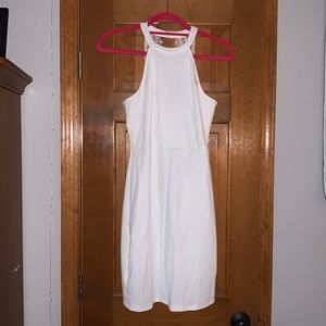 White High Neck Bodycon Dress